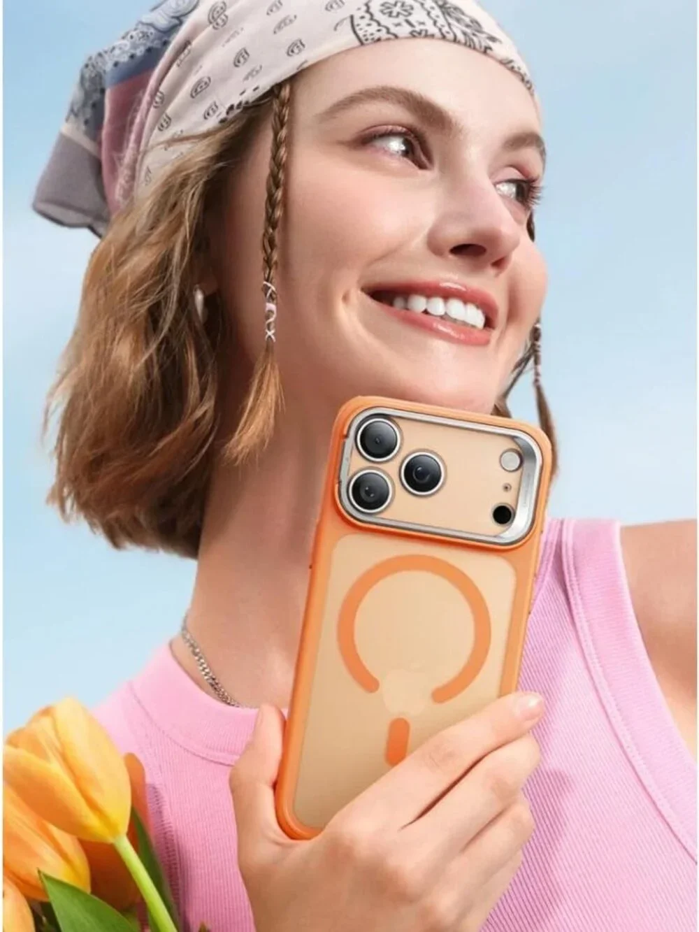 ESR iPhone 17 Pro Case Stash Stand MagSafe Military Drop Frosted Orange